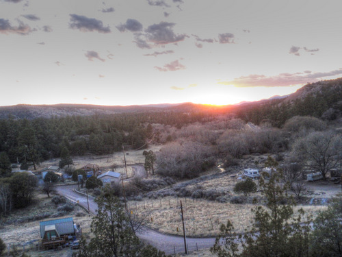 Overlooking the town of Lake Roberts at Sunset.